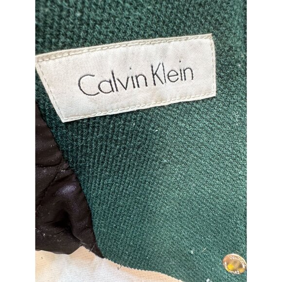 Calvin Klein Women's Wool Hooded Winter Coat Long Sleeve Sz 4 Sea Green Full Zip - Picture 8 of 14